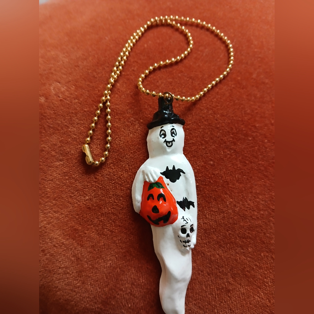Vintage Ghost Necklace Handpainted